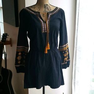 Womens Embroidered Linen Romper